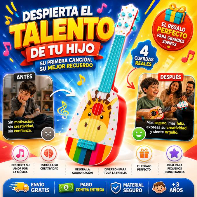 🎸 Mini Guitarra Infantil| Su Primera Guitarra para Crear Recuerdos Inolvidables