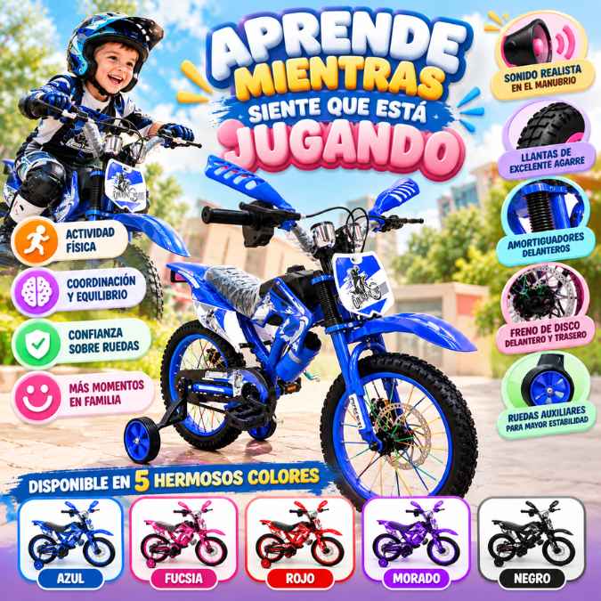 Bicimoto Infantil Rin 16™ – Diversión, Movimiento y Confianza en Cada Paseo