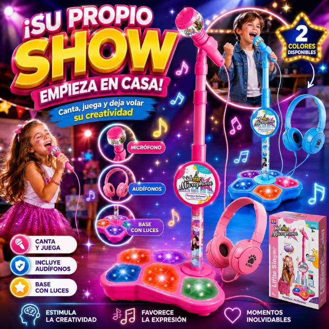 Micrófono Infantil con Audífonos – Estimula la Creatividad y Diversión Musical 🎤🎶