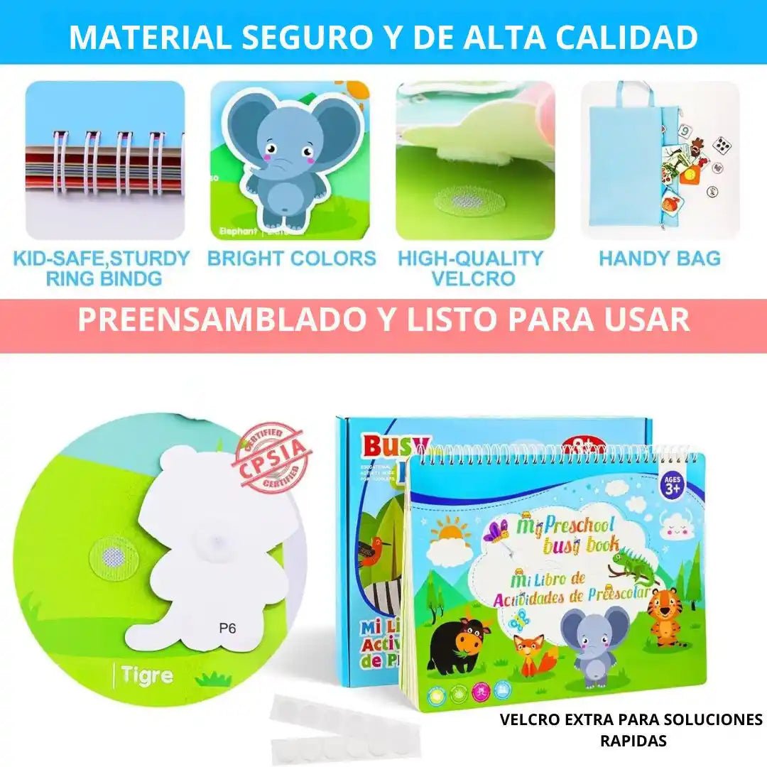 GENIUS BOOK Libro Didáctico Aprendizaje Bilingüe Niños Montessori
