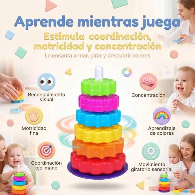 Juguetes apilables giratorios para bebé, interesante juguete con rueda