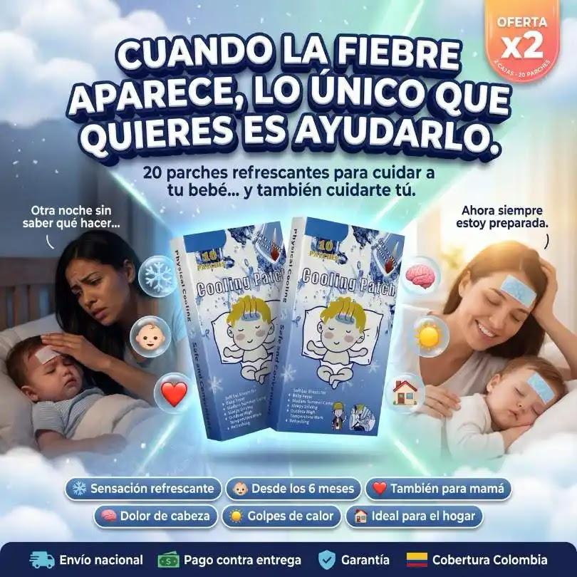 OFERTA X2 CAJAS Parches Frios Para Bajar La Fiebre Bebes a caja contiene 10 parches que miden 5x12cm cada uno