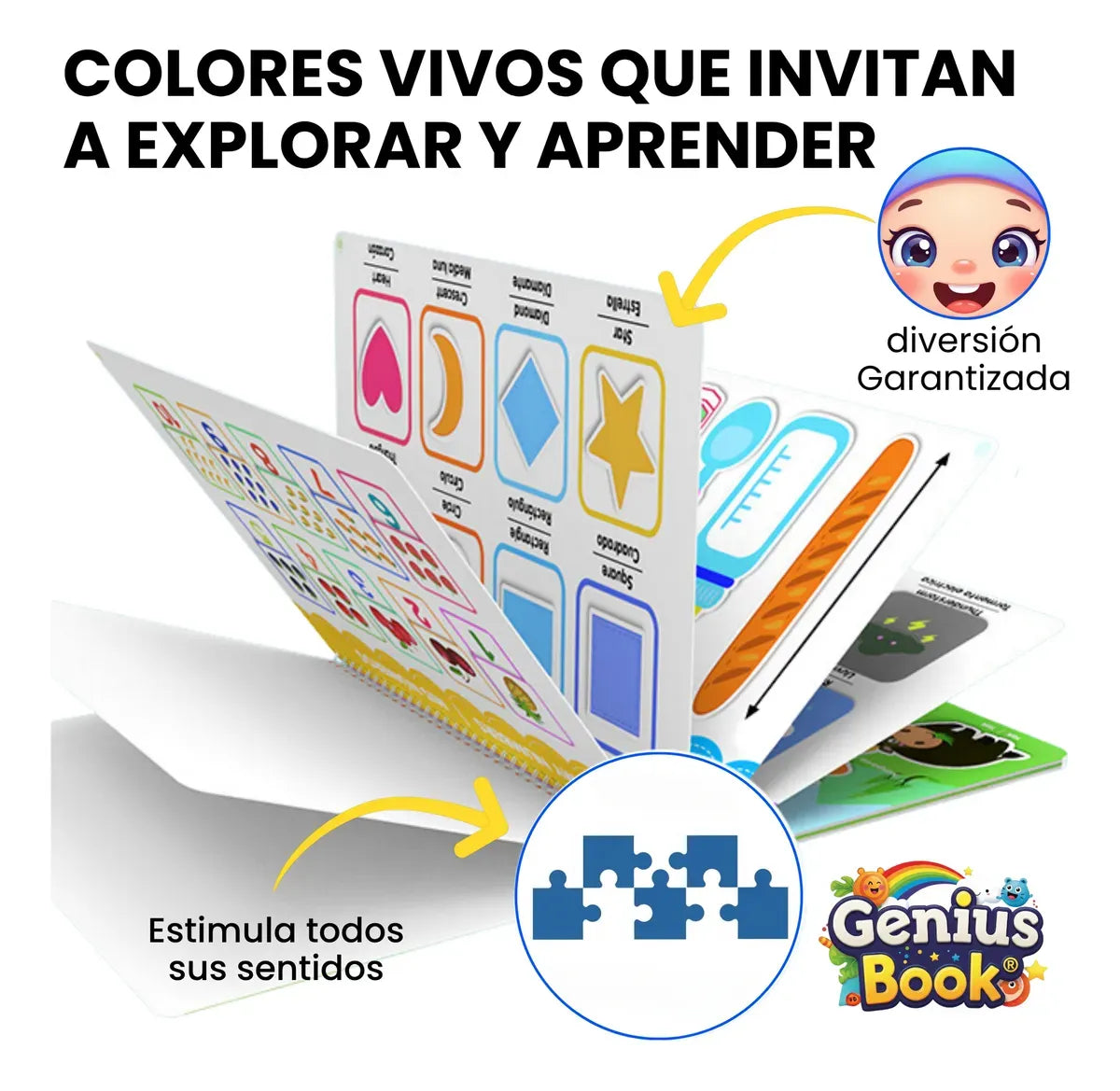 GENIUS BOOK Libro Didáctico Aprendizaje Bilingüe Niños Montessori