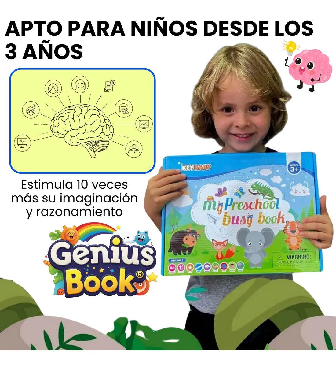 GENIUS BOOK Libro Didáctico Aprendizaje Bilingüe Niños Montessori