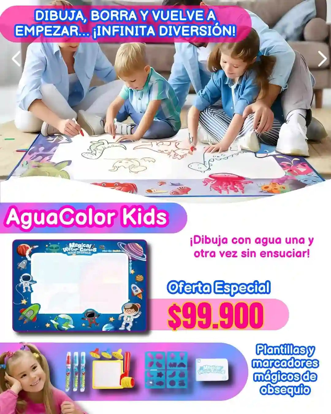 AguaColor Kids Tapete De Dibujo De Agua