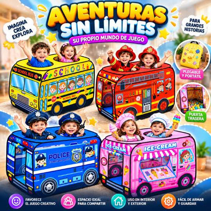 Carpa de Juegos Plegable Diseño Carros – Convierte Cada Día en una Nueva Aventura 🚒🚌✨