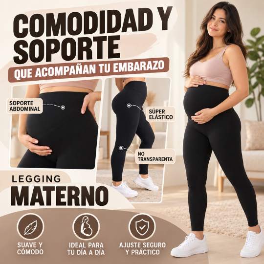Legging Materno Talle Alto – Soporte Abdominal y Comodidad Durante el Embarazo