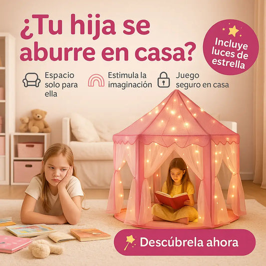 Tienda de Princess Castle para niñas con luces LED de estrella, para interiores y exteriores