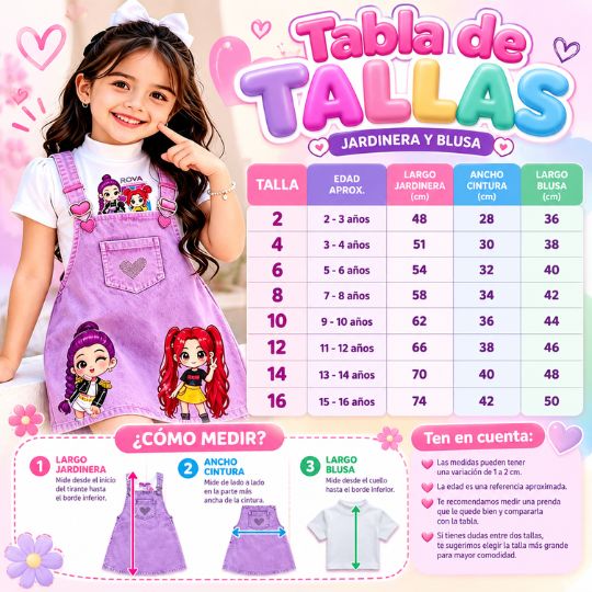 Jardinera y Blusa JEANSKIDS-3 – ¡Su look completo en su color favorito!