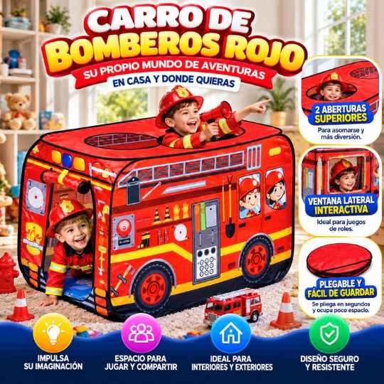 Carpa de Juegos Plegable Diseño Carros – Convierte Cada Día en una Nueva Aventura 🚒🚌✨