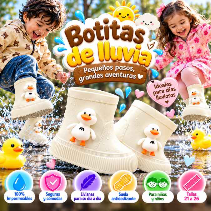 Botitas de Lluvia Patito™ – Pequeños Pies Protegidos, Grandes Aventuras
