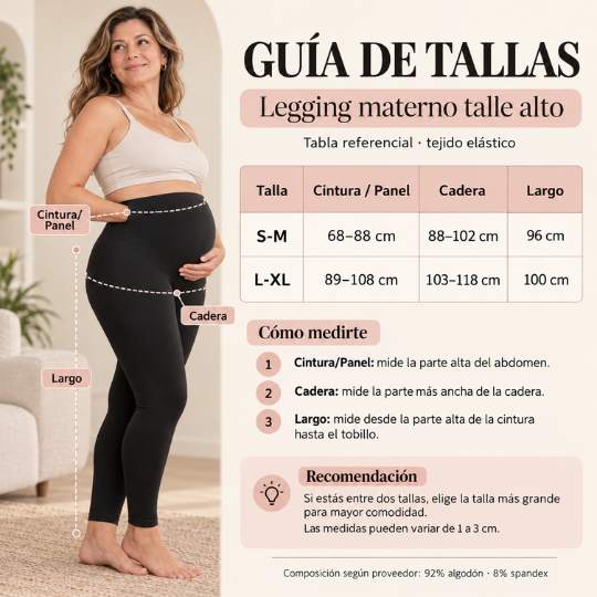 Legging Materno Talle Alto – Soporte Abdominal y Comodidad Durante el Embarazo