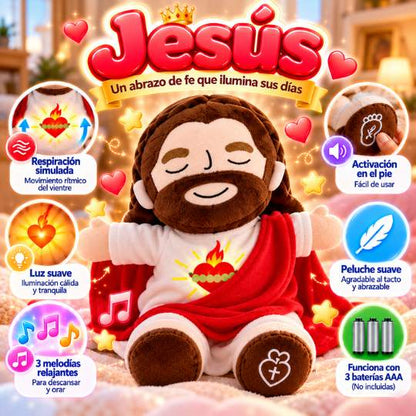 Peluche Virgen María y Jesús que Respiran 💖 | Con Luz y Melodías Relajantes para Momentos de Calma y Fe