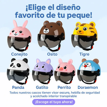 ascoZoo® Infantil El casco que protege y divierte con animalitos adorables