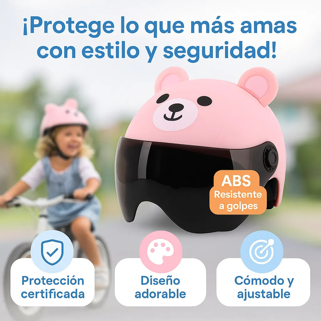 ascoZoo® Infantil El casco que protege y divierte con animalitos adorables