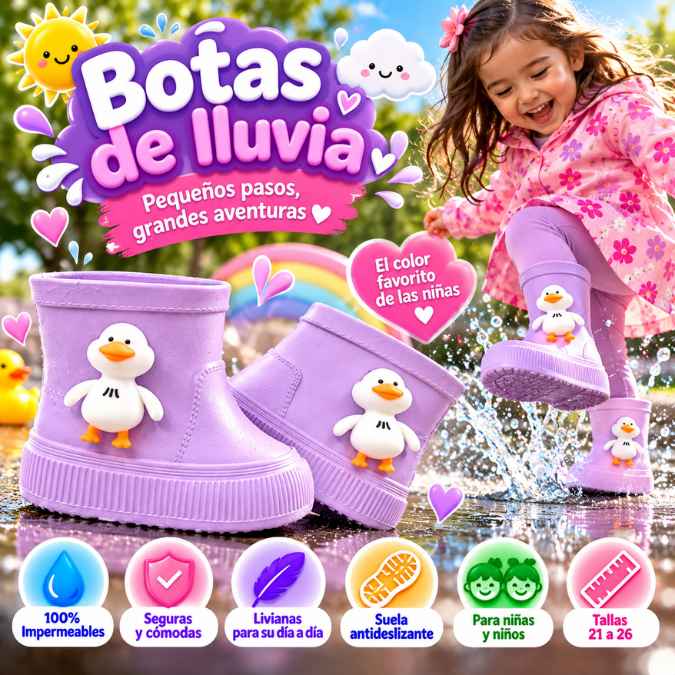 Botitas de Lluvia Patito™ – Pequeños Pies Protegidos, Grandes Aventuras
