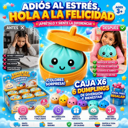 Squeeze Dumplings Sorpresa Grande Caja x6 – Diversión Suave que Enamora a Grandes y Pequeños