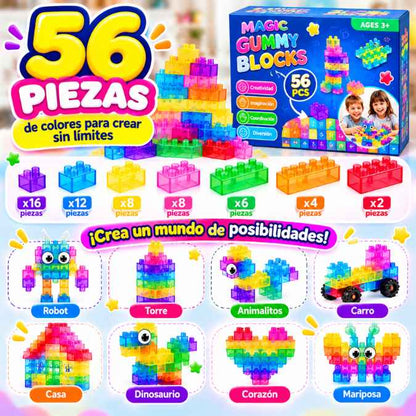 Bloques Squishy 56 Piezas – Despierta su creatividad e imaginación 🌈