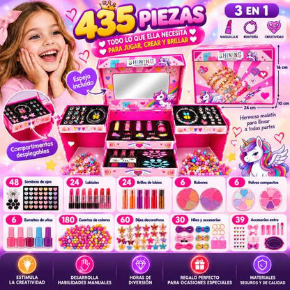 Set de Maquillaje y Bisutería 3 en 1 – Despierta su creatividad y sorpréndela con un regalo mágico.