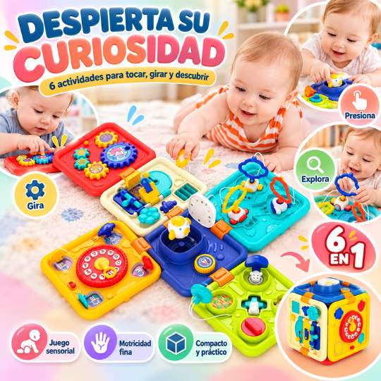 Cubo Sensorial 6 en 1 – Ayuda a Desarrollar Motricidad Fina y Coordinación