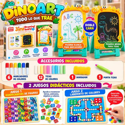 DINOART ✏️🌈 | 2 Pizarras y 2 Juegos Didácticos Aprende Jugando