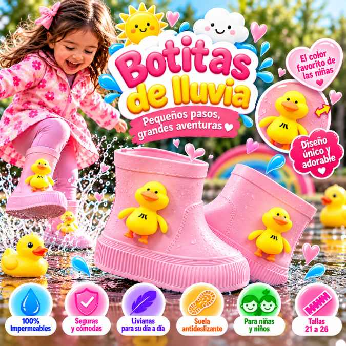 Botitas de Lluvia Patito™ – Pequeños Pies Protegidos, Grandes Aventuras