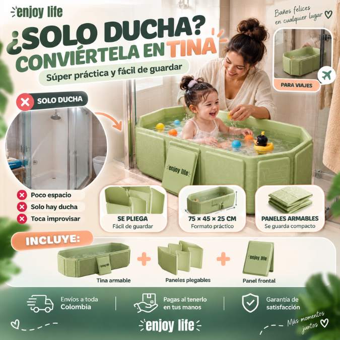 Tina Plegable Enjoy Life – Convierte cualquier ducha en un baño cómodo para tu bebé