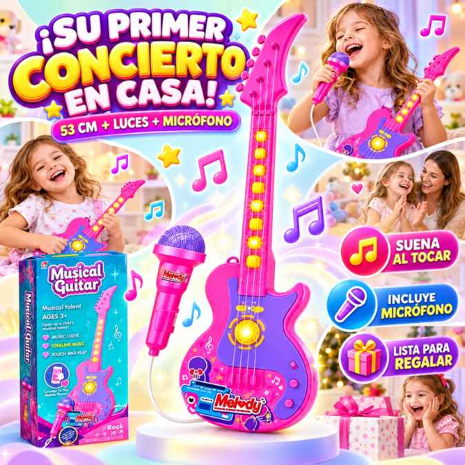RITMIA™ – ¡Haz que se sienta como una estrella! ⭐ | Guitarra con Luces y Micrófono