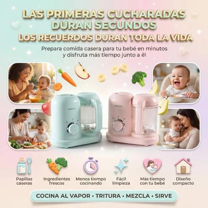 BabyChef 4en1™ – Cocina, vaporiza y prepara papillas saludables en MINUTOS para tu bebé.