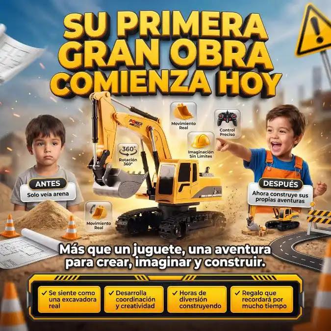 Excavadora Control Remoto 360 Grados - 🚜 ¡La diversión que hará que tu hijo olvide la tablet desde el primer minuto! 🚜