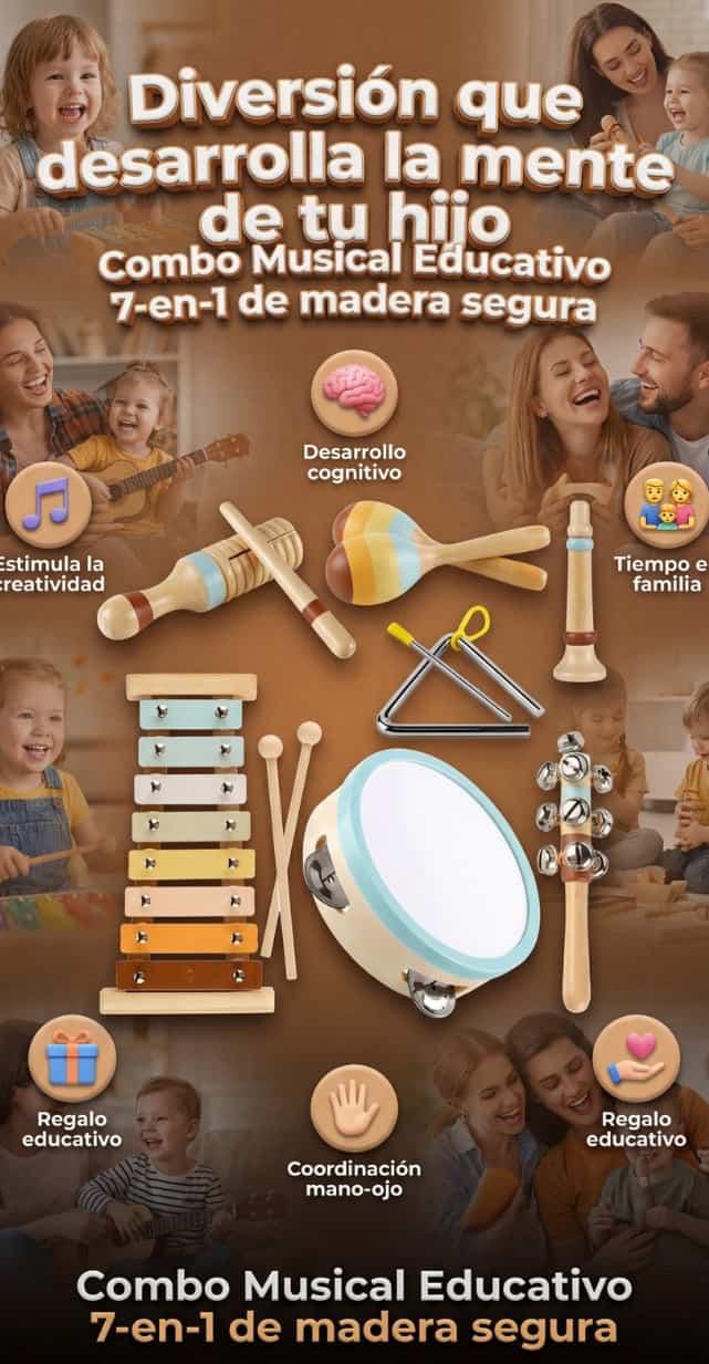 MI PRIMERA BANDA® Set musical Montessori en madera natural que estimula 🔥 OFERTA 35% DCTO🔥