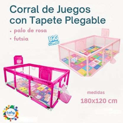 SUPER COMBO CORRAL BABYSAFE 1.80X1.50X60 + 50 PELOTAS+TAPETE