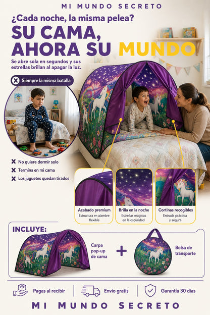 Carpa de cama Mi Mundo Secreto en uso