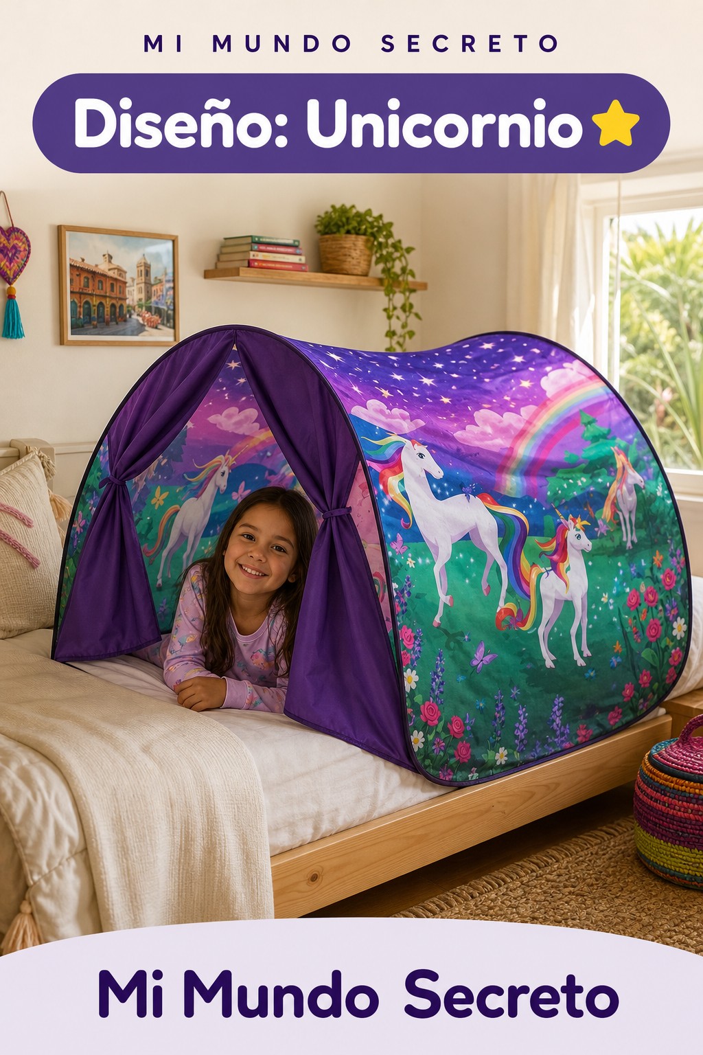 Carpa de cama Mi Mundo Secreto diseño Unicornio