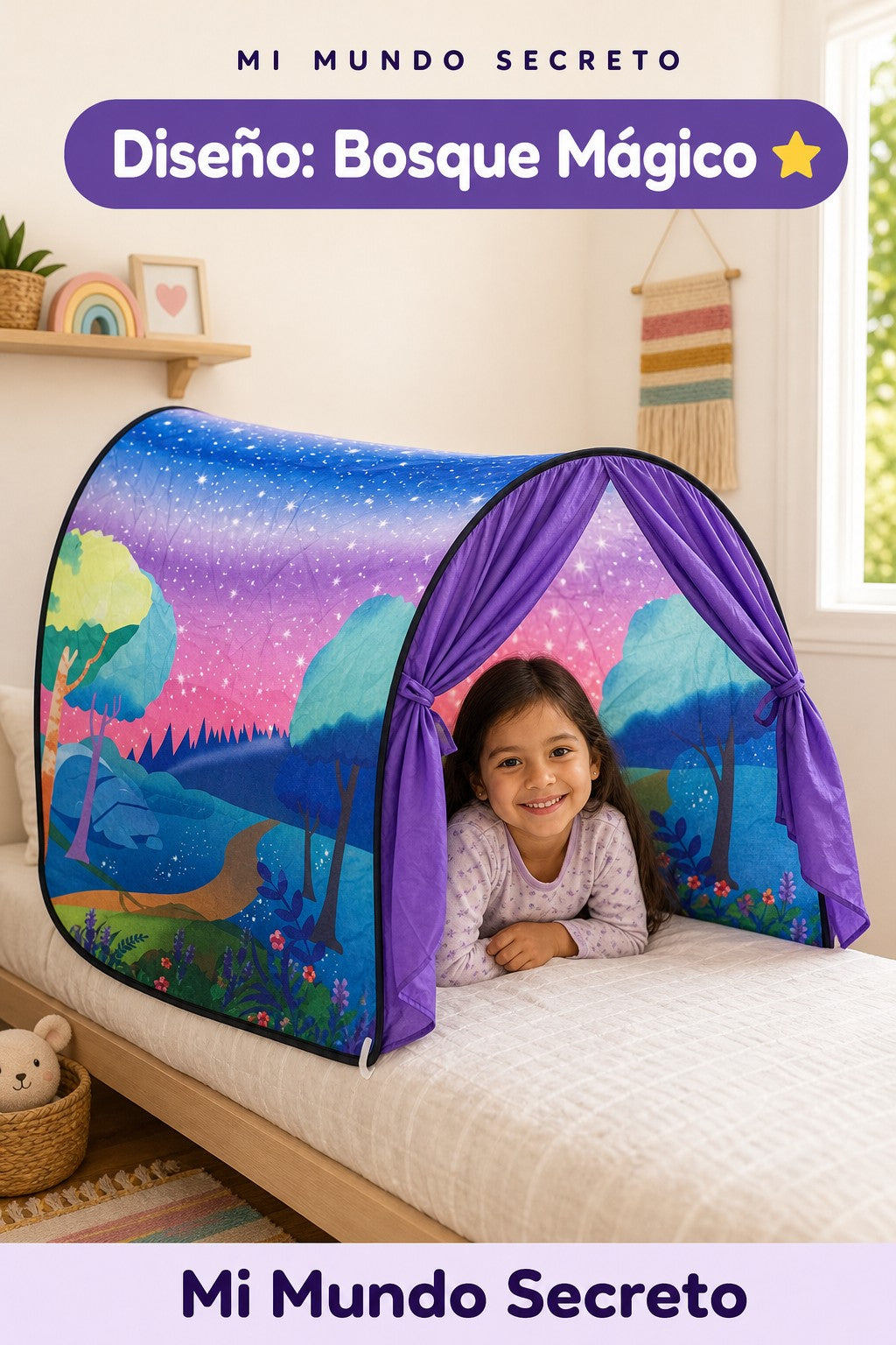 Carpa de cama Mi Mundo Secreto diseño Bosque Mágico